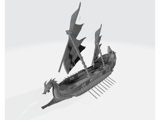 sombre elfe navire by créations horribles druchii drakkar naval jeux guerre trirème marteau 3d print model - Mito3D