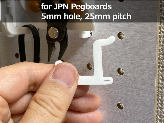 jpn pegboard kancalar 5mm delik 25mm saha by siber bisikletçi kanca çivi yazı tahtası 3d print model - Mito3D