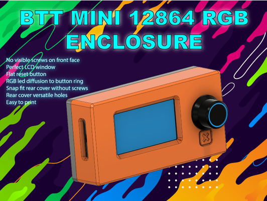 btt mini 12864 rgb recinto by seco bigtreetech electrónica fysetc lcd lcd12864 caso funda montar mini12864 mks empulgueras 3d print model - Mito3D