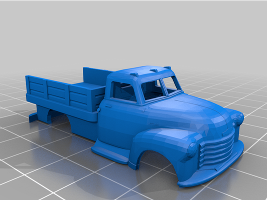 1949 chevy truck flat bed tjet long wheelbase by dsherack 3d print model - Mito3D