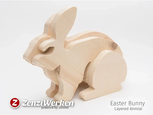 pasqua coniglietto seduta in piedi 3 layered animal cnc laser by zenziwerken animale router compensato sorotec linea base strati 3d print model - Mito3D