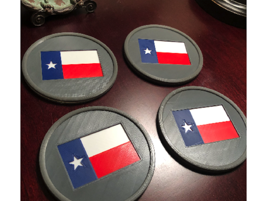 texas drapeau coaster by bellwd 3d print model - Mito3D