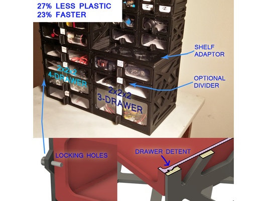 2x2x2 empilable espace rangement boites poids fenêtres détentes by bonf art boîte récipient diy tiroirs électronique organisation organisateurs pièces étagères 3d print model - Mito3D