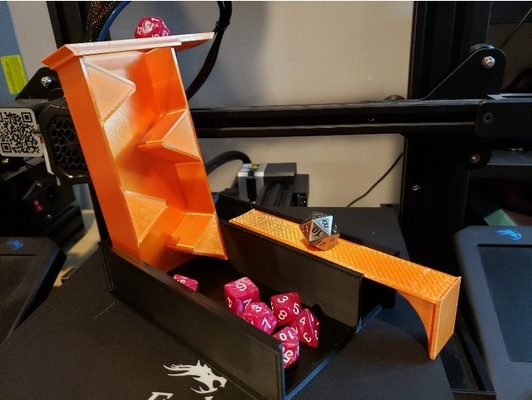 dice tower integrated storage by papa savage boardgame boardgames accessories collapsible compact d20 box tray dnd prop gaming rpg small parts tabletop ttrpg 3d print model - Mito3D