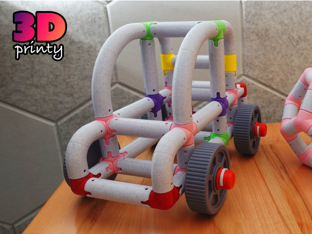 printy pipes - construction toy by 3d-printy building pipe pipeworks 3D print model - Mito3D