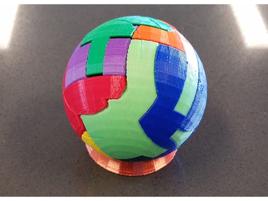 sphere puzzle w stand by davis county library 3d print model - Mito3D