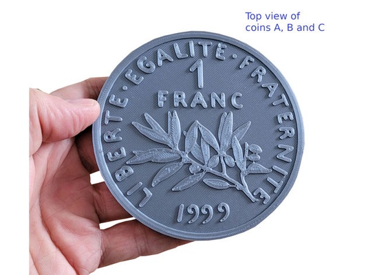 monnaie coaster franc 1 by dreamtime24 3d print model - Mito3D