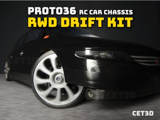 rwd dérive trousse proto36 rc voiture châssis by cet3d 1 10 roues 3d print model - Mito3D