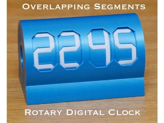 overlapping segments rotary digital clock by shiura 7-segment segment 3d print model - Mito3D