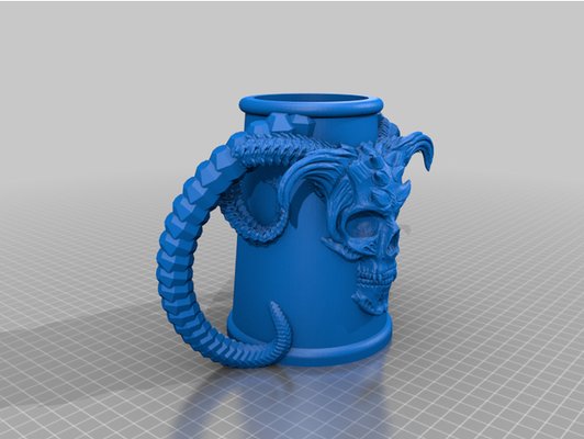 krug doppelt hörner dämon kopf by bigj121 bier gemütlich coozie 3d print model - Mito3D