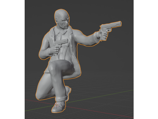 norman - tough guy two fourty-fives by lordlindstrom 28mm miniature 32mm roleplaying game role playing rpg 3d print model - Mito3D