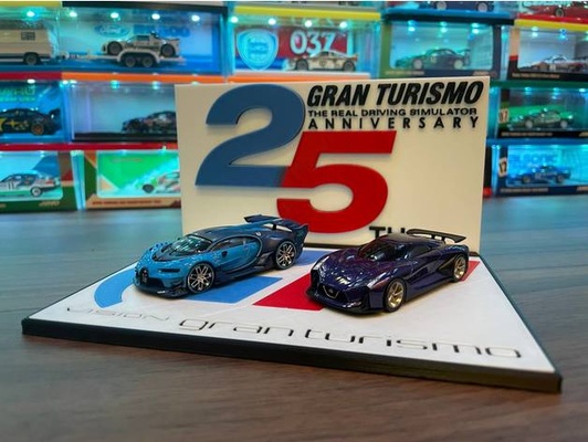 double 1 64 gran turismo 25th anniversaire thème afficher by gigapenguin3dprinting bugatti bugativgt gran turismo gt7 minigt nissan nissanvgt tlvn vgt vision 3d print model - Mito3D