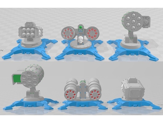 hyperios missile pods tarantula base - wh40k by vontragg astra militarum imperial guard scenery tabletop warhammer40k warhammer 40000 40k 3d print model - Mito3D