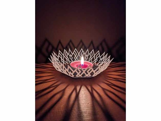 crown bowl by modisch fabrications basket candle decor decoration design filigran fruit geo geometry holder mosaic octagon tealight vase voroni 3d print model - Mito3D