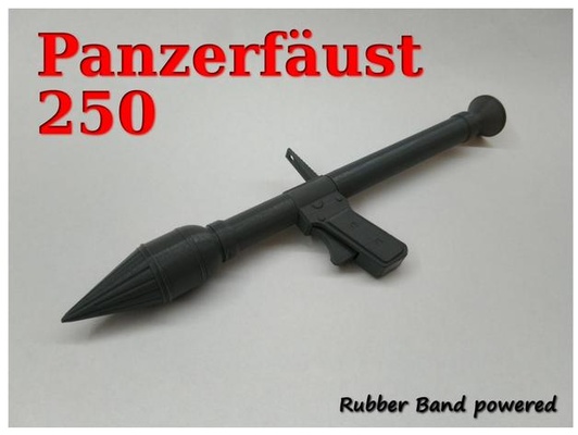 panzerfaust 250 by dmux gadget öğle yemeği yiyen kopya roket silgi lastik bant oyuncak savaş ww2 3d print model - Mito3D