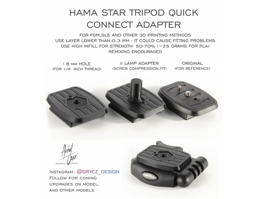 hama star tripod hızlı bağlanmak adaptör by karabuğday tasarım 3d print model - Mito3D