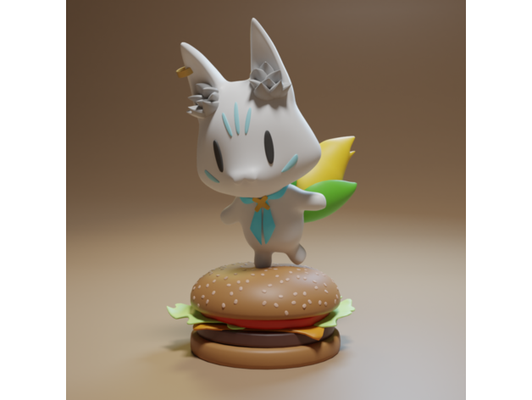 saft bu hololive schirakami fubuki japanisch maskottchen by shirayukix tier burger chibi mais niedlich zahl figur fuchs hamburger miniatur skulptur 3d print model - Mito3D