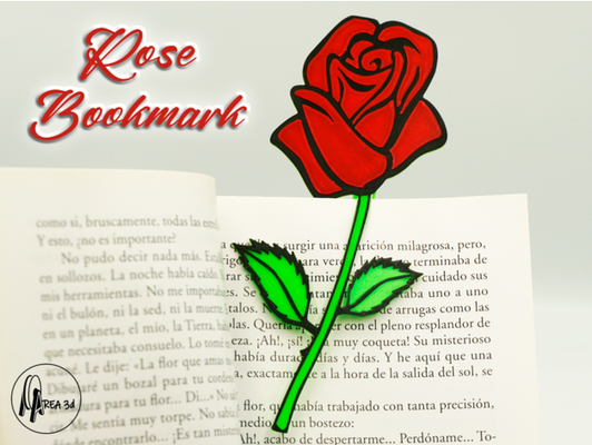 rose bookmark by area3dstudio book flower gift moms day 3d print model - Mito3D