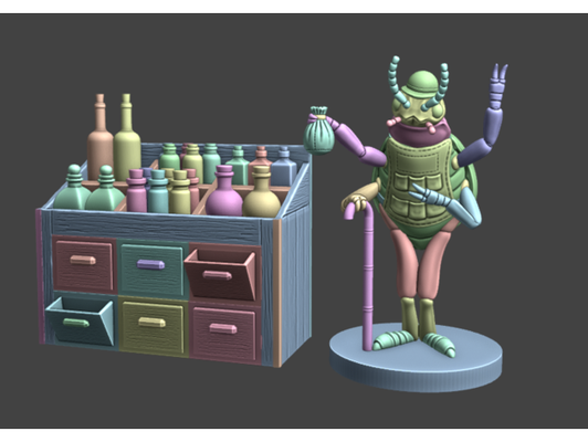 beetle merchant by clayrade 28mm miniature anthropomorphic arthropod beetlefolk bug bugfolk dnd dnd5e insect pathfinder mini pinacate rpg tabletop 3d print model - Mito3D