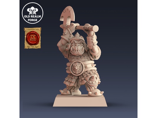 free miniature - old school orc warrior great axe 2 by oldrealmforge 28mmscale dnd fantasy miniatures 28mm mordheim orcs goblins t9a theninthage warhammer zbrush 3d print model - Mito3D