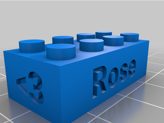 rose's lego compatible text brick by mhs art customized 3d print model - Mito3D