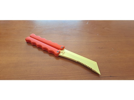 t max kelebek bıçak by ruiaxe balisong bıçaklar eğitimci destek 3d print model - Mito3D