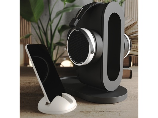 extraño pie teléfono soporte by yontotonto artilugio auriculares hogar casa música estante 3d print model - Mito3D
