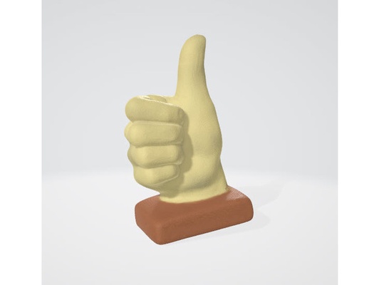 polegar up by amigo buda escultura troféu 3d print model - Mito3D