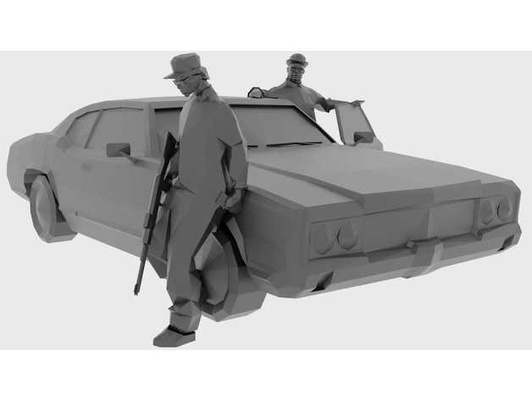 gta san andreas scene diorama big smoke ryder a sabre car wip by bu4d auto grand poly theft 3d print model - Mito3D