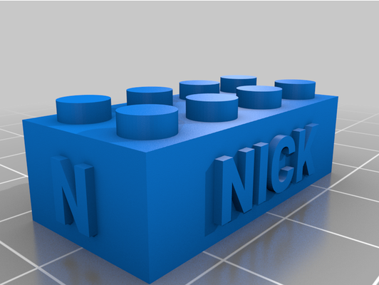 my angepasst lego kompatibel text ziegel nick by mr maz246 3d print model - Mito3D