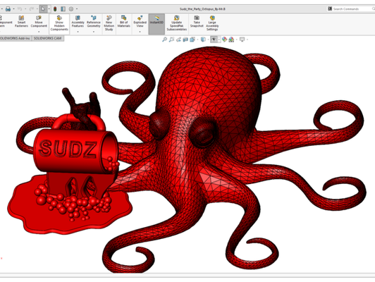 sudz fête roctopus by mr 3d lulzbot poulpe party all night favoriser roche concert rouleau 3d print model - Mito3D
