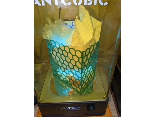 small trashcan curing resin contaminated items in anycubic wash cure station 20 by alan johnson mono 4k hexagon printer 2 3d print model - Mito3D