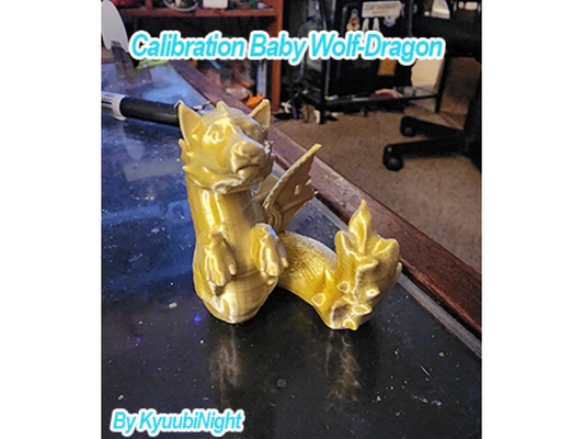 calibration baby wolf-dragon by kyuubinight test dragon no supprts supportless wolf 3d print model - Mito3D