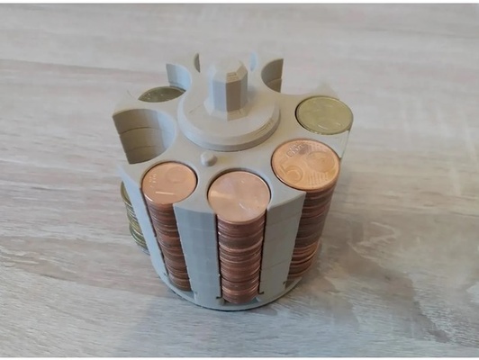 coin rotator a - printed by dsk printing coins holder money box rotating stackable container storage 3d print model - Mito3D