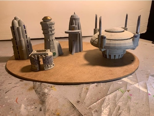 miniatura estrella guerras coruscant estructuras senado conjunto 1 by melabam edificios diorama rpg sci fi espacio mesa juego azar 3d print model - Mito3D