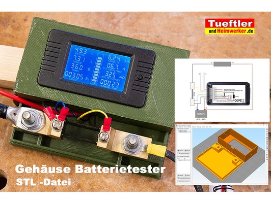 batterietester - battery tester pzem-015 box by tueftler-maker akku check monitor elektronik gauge 3d print model - Mito3D