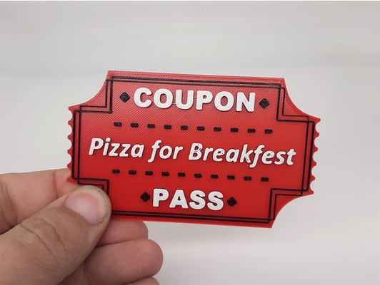pizza frühstück coupon by 3dtwinkie logo 3d print model - Mito3D