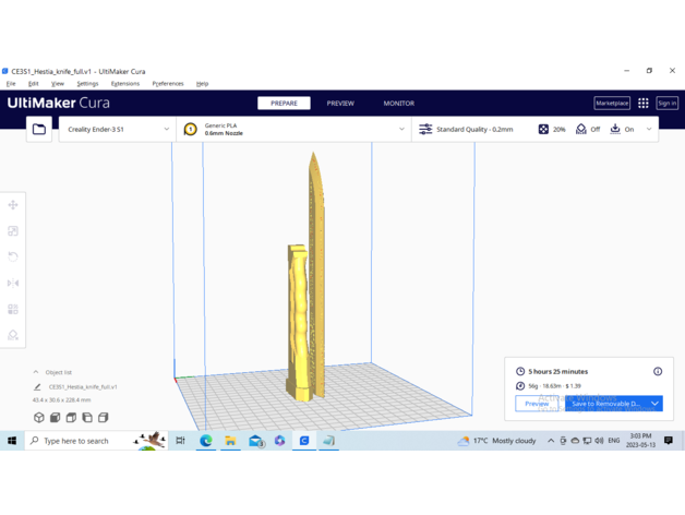 hestia knife - danmachi by mrmike23 3D print model - Mito3D