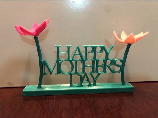 mère journée signe by tess77777 décoration facile fleur cadeau vacances maman mères printemps tulipe 3d print model - Mito3D