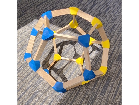 keva cabo dodecaedro conector junta by srogersx quadra geométrico arte geometria prancha matemática pentágono tábuas platônico sólido sólidos madeira 3d print model - Mito3D
