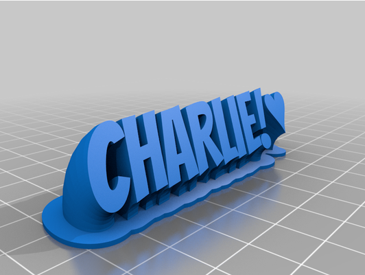 charlie texto by cazador asteroides personalizado 3d print model - Mito3D