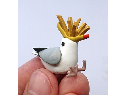 patata fritta gabbiano by cpomeroy uccello patatine fritte oro affamato modello giocattolo 3d print model - Mito3D