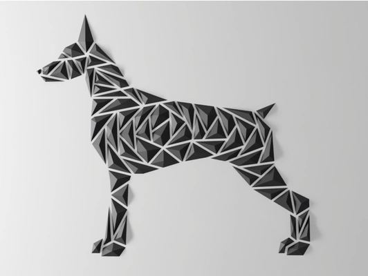 geométrico cão parede arte doberman estilo by dgemily 2dart 2d animal decoração geometria casa pobre poli escultura triângulo monte 3d print model - Mito3D