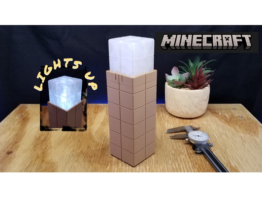 minecraft meşale by sanfordprime aksan aydınlatma açık kostüm oyunu aksesuar destek el feneri elde taşınır led ışık çeteler komidin lamba pla dokunmatik şeffaf iplik odun 3d print model - Mito3D