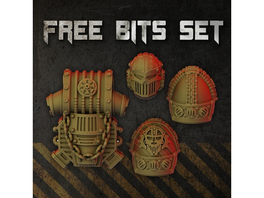 metall bruderschaft promo bits einstellen by dakkadakkastore sci fi 28mm alternative rüstung dakkadakka grimdark helm eisen pads proxy schulter tischplatte wargaming 3d print model - Mito3D