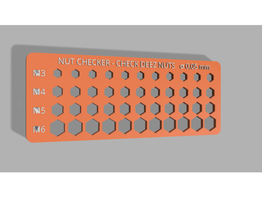 nutchecker - m3 m4 m5 m6 tolerance test by ginoadriano component tester metric nuts 3d print model - Mito3D