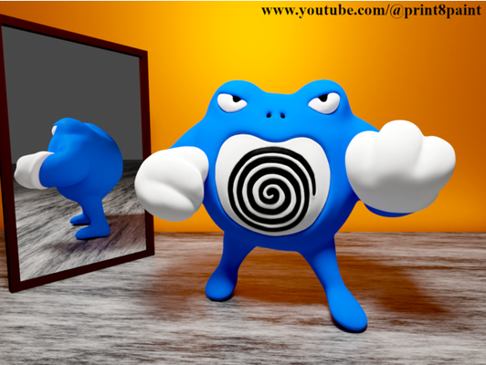 poliwrath by print8paint figura modelo multicolor pokemon 3d print model - Mito3D