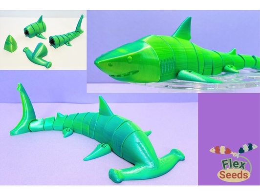 flexi tiburón martillo conjunto by 3d semillas flexibles animal animales articulado flexible mascota impresión in sitio mar juguete juguetes 3d print model - Mito3D