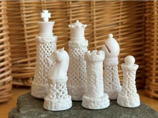 céltico xadrez peças by coisas davemakes bispo nó peça rei cavaleiro treliça penhor rainha torre 3d print model - Mito3D