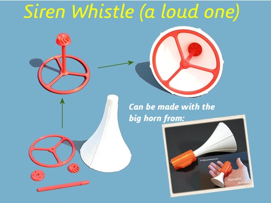 siren whistle loud by wim v airhorn fun quick print 3d print model - Mito3D